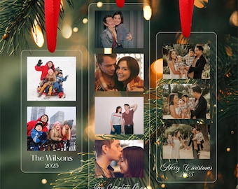 Custom Photo Strip Ornament - Custom photos Ornament Name Acrylic Stocking Tag Holiday Ornament Family Stocking Stuffer Personalized Photos