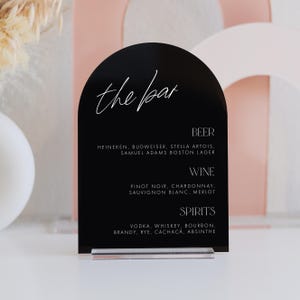 Bar Menu Drink Sign | Minimalist Acrylic Menu Arch Sign | Wedding Menu | Restaurant Menu Sign | Customizable Wedding Menu Sign for Tables
