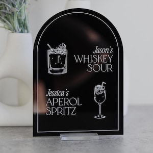 Enseigne de menu de bar à boissons signature | Cocktails Signature Boissons personnalisées | Menu bar personnalisé | Plaques de mariage Plaques de bar Carte des boissons