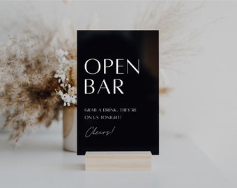 Open Bar Sign | Drinks are On Us Sign | Custom Acrylic Bar Menu | Wedding TableTop Signs Bar Signs Drink Menu