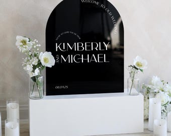 Arch Acrylic Welcome Sign 24x18&quot; - Acrylic Wedding Signage - Welcome Sign - Modern Wedding Sign Personalized Sign for Entrance