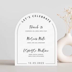 Custom Acrylic Bar Menu Sign, Wedding Bar Menu Sign, Drink Menu Wedding Sign, Modern Minimalist Reception Decor