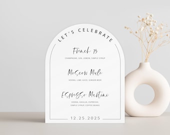 Custom Acrylic Bar Menu Sign, Wedding Bar Menu Sign, Drink Menu Wedding Sign, Modern Minimalist Reception Decor
