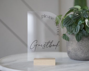 Guestbook Table Sign with Initials | Please Sign Our Guestbook Sign | Modern Acrylic Guestbook | Guestbook Signs | Wedding TableTop Signs