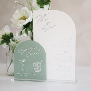 Double Arch Bar Menu Sign | Personalized Drinks | Custom Acrylic Bar Menu | Wedding TableTop Signs Bar Signs Drink Luxury Wedding Cocktail