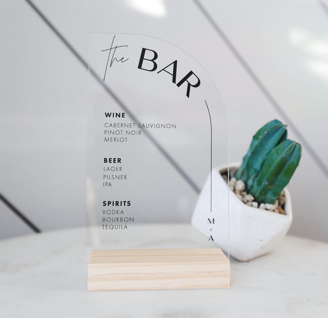 Bar Menu Sign Half Arch Sign With Initials | Personalized Drinks ...