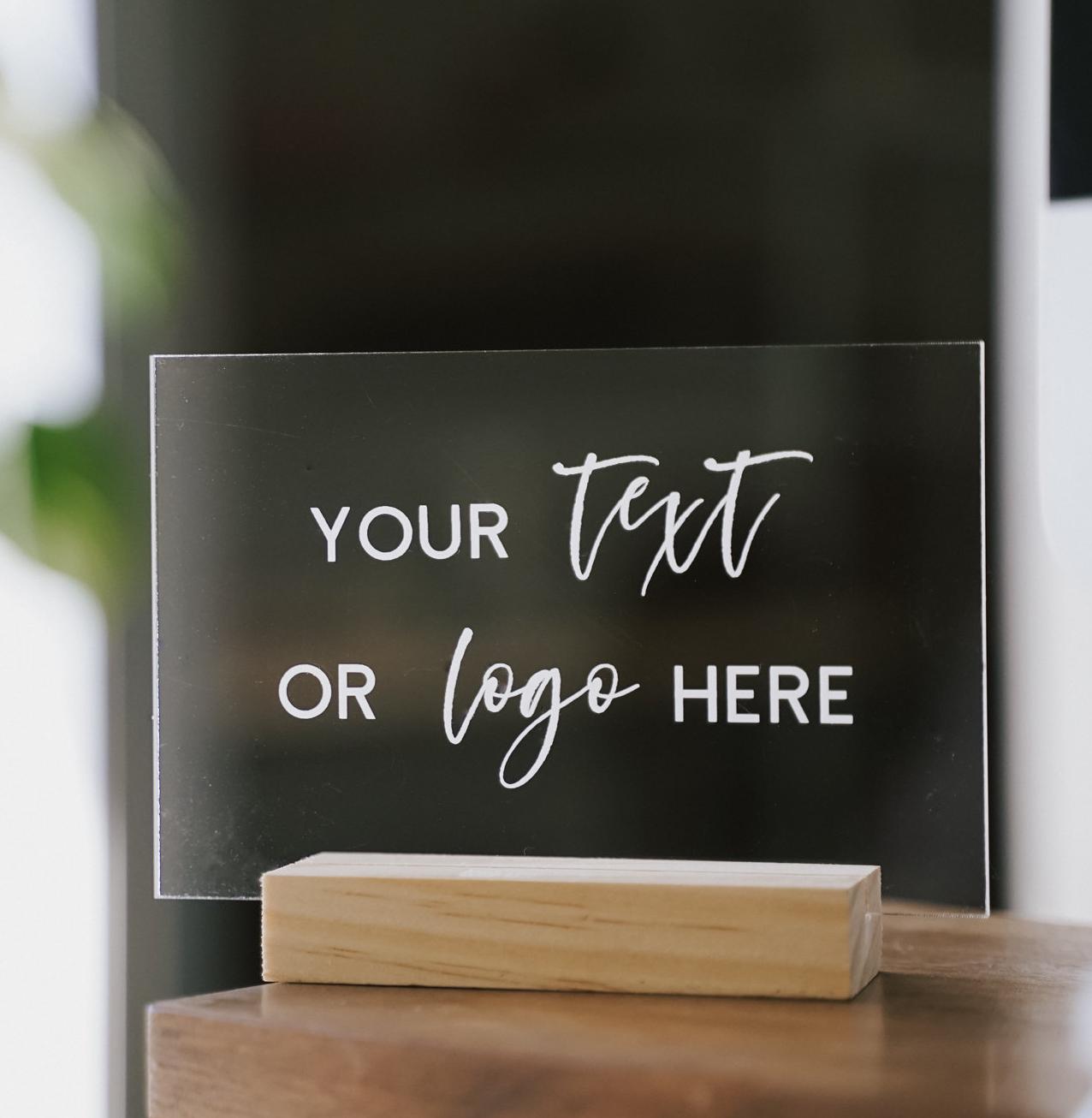 Custom Acrylic Sign - Small Acrylic Business Signs - Laser Engraved Signage Table Counters - Custom Text Sign - TableTop Acrylic Signs
