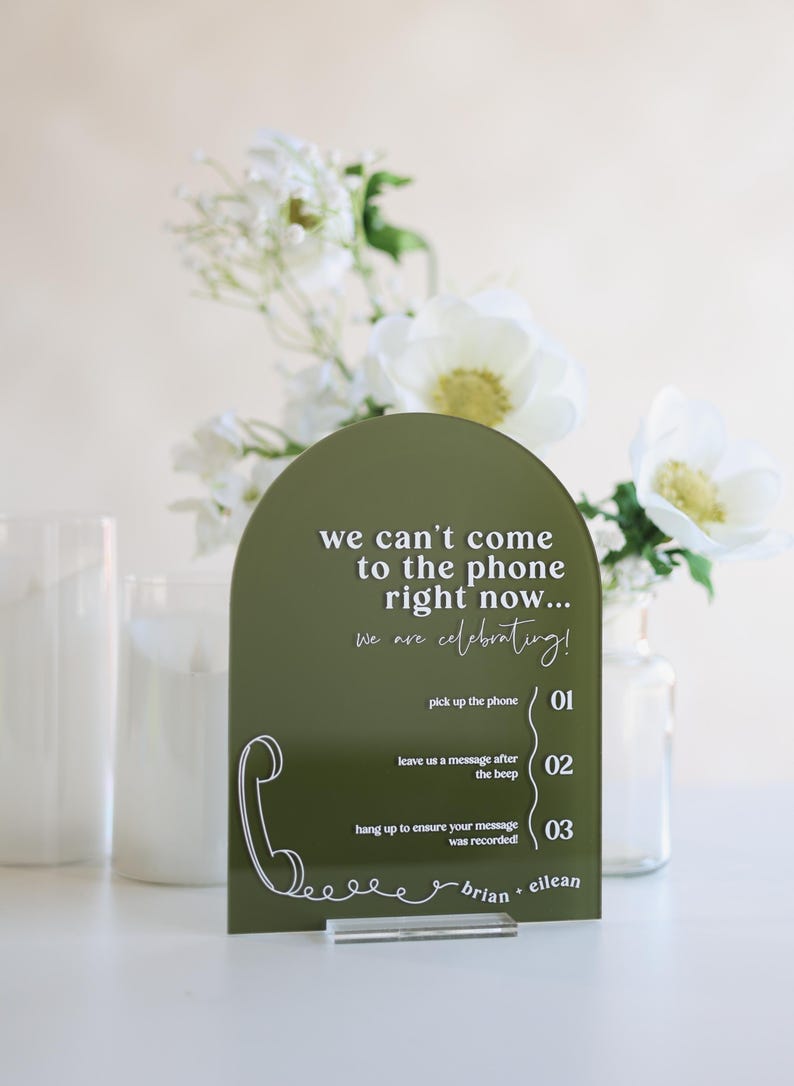 Audio Guestbook Sign | Leave a Message After the Tone Telephone Guestbook Sign | Modern Acrylic Guestbook | Guestbook Signs | Wedding Audio image 5