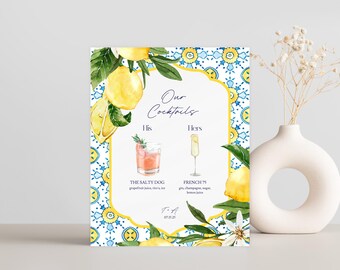 Signature Drink Acrylic Sign | Personalized Drinks | Custom Acrylic Bar Menu | Wedding TableTop Signs Bar Signs Drink Menu | Cocktails