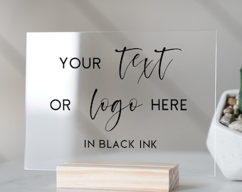Custom Black Text Acrylic Sign - Small Acrylic Business Signs - Signage for Table - Personalized Custom Text Sign - TableTop Acrylic Signs