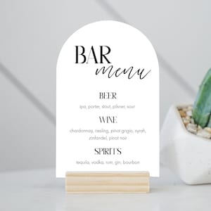 Bar Drink Menu Sign | Personalized Drinks | Custom Acrylic Bar Menu | Wedding TableTop Signs Bar Signs Drink Menu