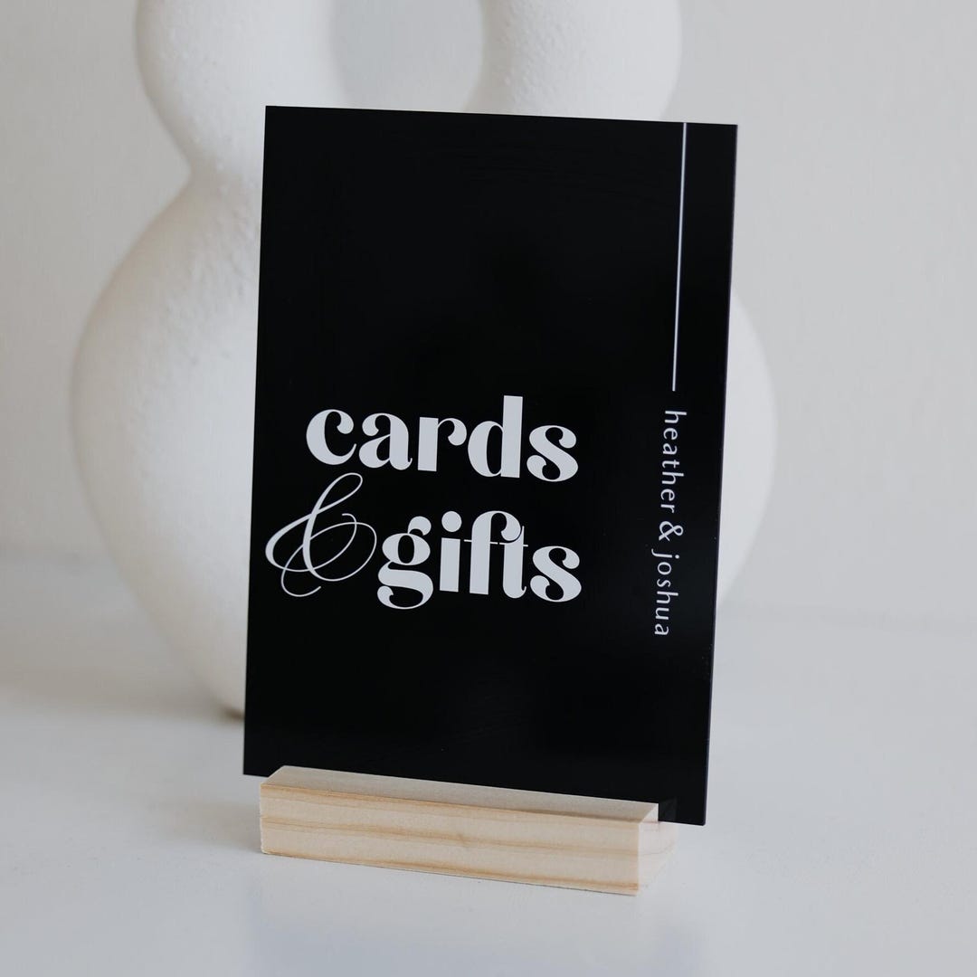 Cards and Gifts Acrylic Sign, Wedding Card Table Sign, Minimalist ...