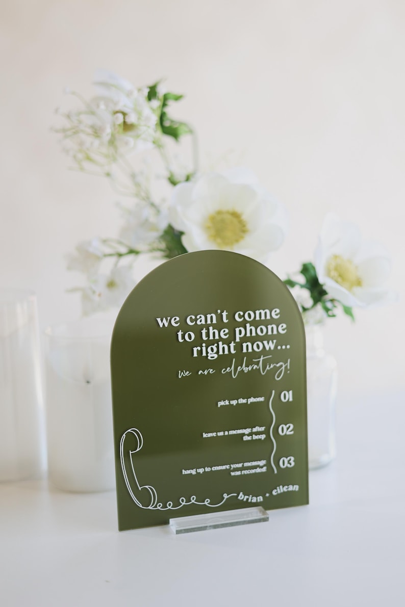 Audio Guestbook Sign | Leave a Message After the Tone Telephone Guestbook Sign | Modern Acrylic Guestbook | Guestbook Signs | Wedding Audio image 4