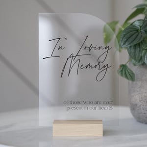 In Loving Memory Table Sign | In Memory Wedding Sign | Modern Script Acrylic Wedding Sign | Hashtag Signs | Wedding TableTop Signs