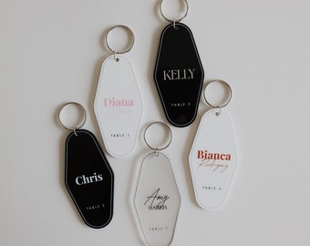 Motel Keychain Place Cards Acrylic - Retro Acrylic Place Cards - Hotel Motel Table Placement Setting - Name Cards - Wedding Seating Cards