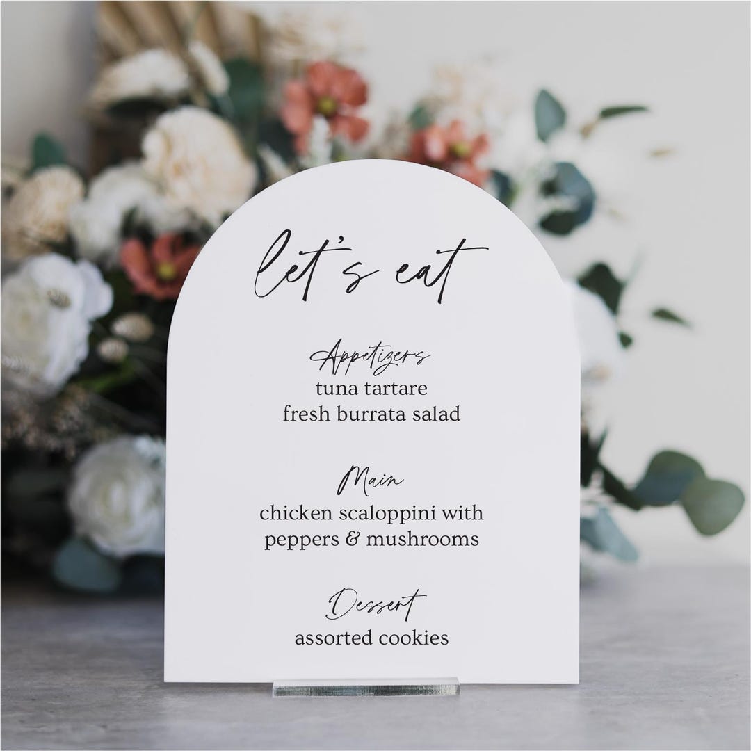 Reception Menu Sign Wedding Menu Sign | Minimalist Acrylic Menu Arch Sign | Wedding Menu ...