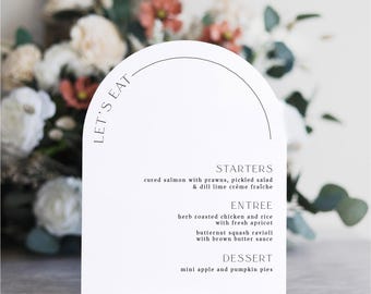 Let's Eat Menu Sign | Minimalist Acrylic Menu Arch Sign | Wedding Menu | Restaurant Menu Sign | Customizable Wedding Menu Sign for Tables
