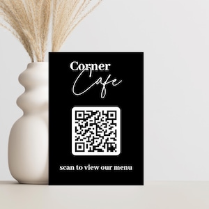 Acrylic QR Code Sign with Wood Base – Small Business Display