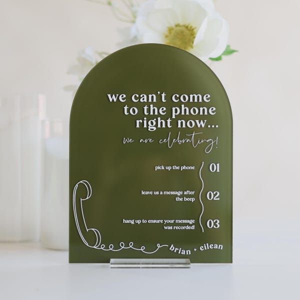 Audio Guestbook Sign | Leave a Message After the Tone Telephone Guestbook Sign | Modern Acrylic Guestbook | Guestbook Signs | Wedding Audio
