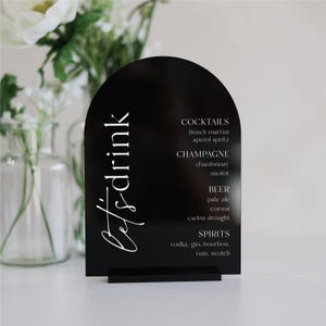 Let&#39;s Drink Bar Menu Sign | Personalized Drinks | Custom Acrylic Bar Menu | Wedding TableTop Signs Bar Signs Drink Menu