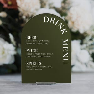 Enseigne de menu de boissons | Boissons personnalisées | Menu bar personnalisé en acrylique | Plaques de mariage Plaques de bar Carte des boissons