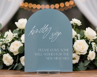 Guestbook Acrylic Sign, Please Sign Our Guestbook Acrylic Wedding Sign, Custom Reception Table Decor, Modern Minimalist