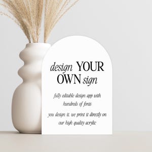 Custom Arch Acrylic Sign - Personalized Small Acrylic Business Signs - Signage for Table - Custom Sign TableTop Signs - Multiple Colors