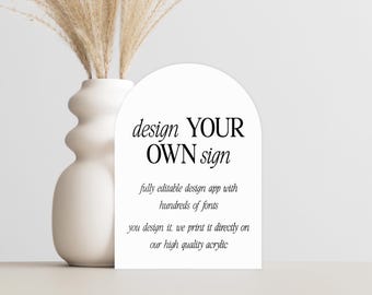 Custom Arch Acrylic Sign - Personalized Small Acrylic Business Signs - Signage for Table - Custom Sign TableTop Signs - Multiple Colors