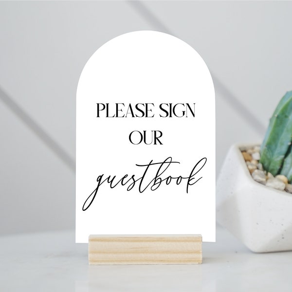 Guestbook Table Sign with Initials | Please Sign Our Guestbook Sign | Modern Acrylic Guestbook | Guestbook Signs | Wedding TableTop Signs