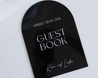 Guestbook Acrylic Sign, Please Sign Our Guestbook Acrylic Wedding Sign, Custom Reception Table Decor, Modern Minimalist