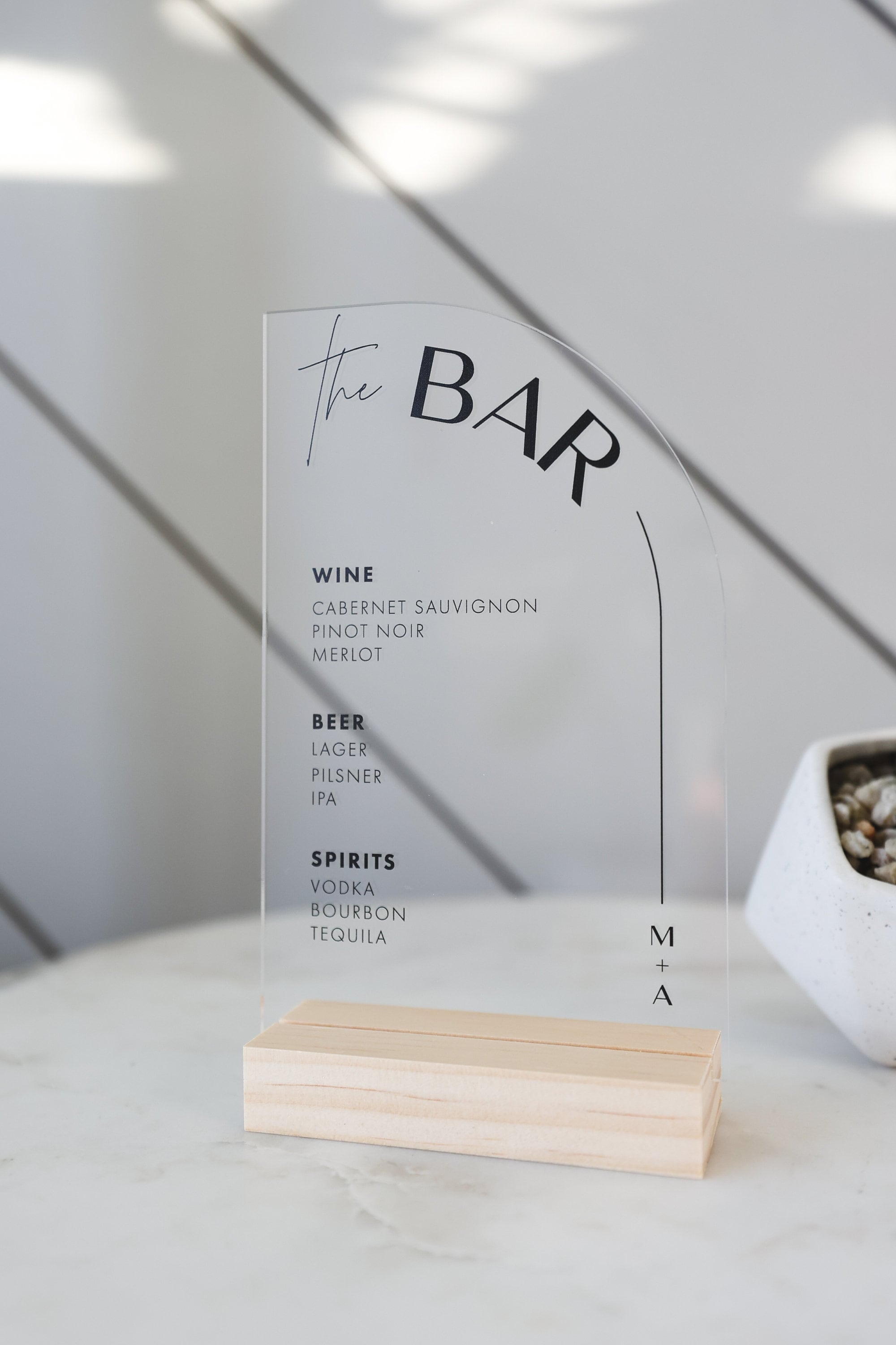 Bar Menu Sign Half Arch Sign With Initials | Personalized Drinks ...