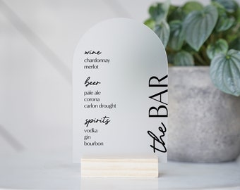 Bar Menu Sign | Personalized Drinks | Custom Acrylic Bar Menu | Wedding TableTop Signs Bar Signs Drink Menu