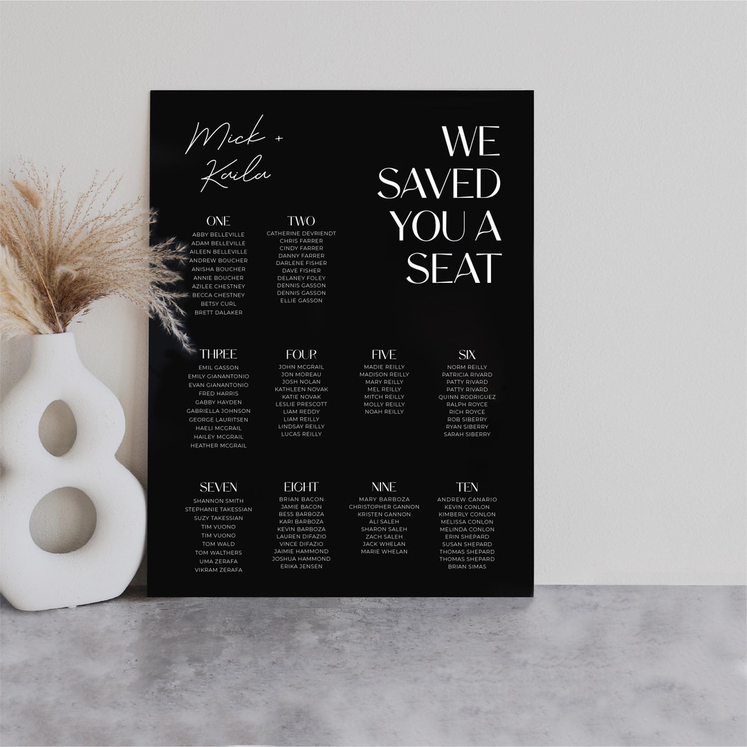 Rectangle Acrylic Seating Chart Sign 24x18 Acrylic Wedding Signage ...