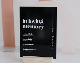 In Loving Memory Table Sign | In Memory Wedding Sign | Modern Script Acrylic Wedding Sign | Hashtag Signs | Wedding TableTop Signs