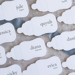 Cartes de biberon en acrylique - Marque-places en acrylique - Panneaux de placement pour table de baby shower - Cartes de visite - Cartes de table pour mariage