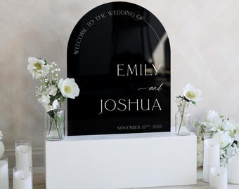 Arch Acrylic Welcome Sign 24x18&quot; 28x20&quot; - Acrylic Wedding Signage - Welcome Sign - Modern Wedding Sign Personalized Sign for Entrance