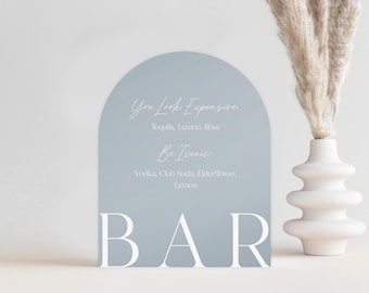 Custom Acrylic Bar Menu Sign, Wedding Bar Menu Sign, Drink Menu Wedding Sign, Modern Minimalist Reception Decor