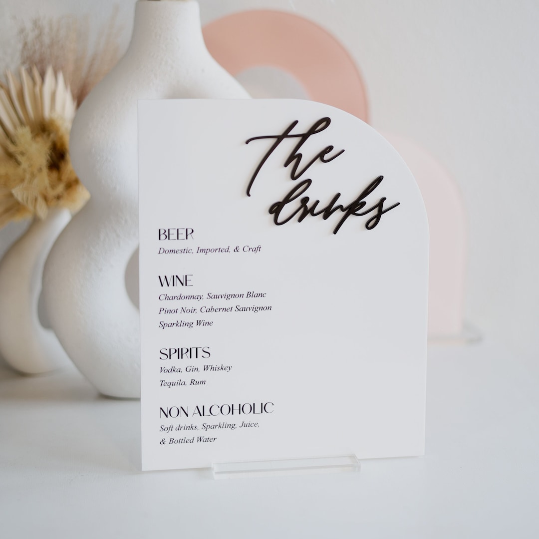 Half Arch 3D Bar Menu Sign 10x8 | Personalized Drinks | Custom Acrylic ...