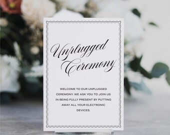 Unplugged Ceremony Acrylic Sign, Wedding Ceremony Sign, No Phones Wedding Sign, Modern Minimalist Decor