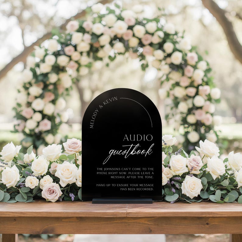 Audio Guestbook Sign | Leave a Message After the Tone Telephone Guestbook Sign | Modern Acrylic Guestbook | Guestbook Signs | Wedding Audio image 1
