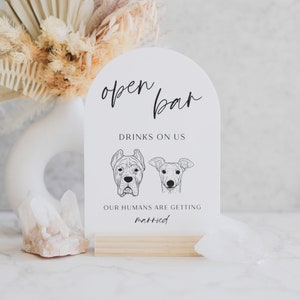 Open Bar Dog or Cat Sign | Drinks are On Us Sign | Open Bar Customized Dog Acrylic Sign | Pet Parents Signs Bar Signs Signature Pet Drink