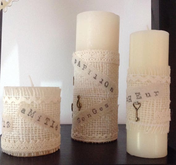3 Bougies décorées shabby chic pour votre décoration intérieure 3 Bougies décorées shabby chic pour votre décoration intérieure