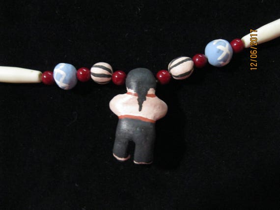 Hand Made Necklace  with little Indian Boy with B… - image 2