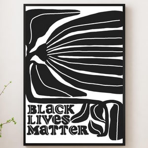 Black Lives Matter Art Print: Minimalist Botanical Wall Decor