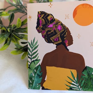 Afro-Latina wenskaart vrouw | 4,25 x 5,5 zwarte vrouw blanco kaart met envelop | Empowerment-briefpapier