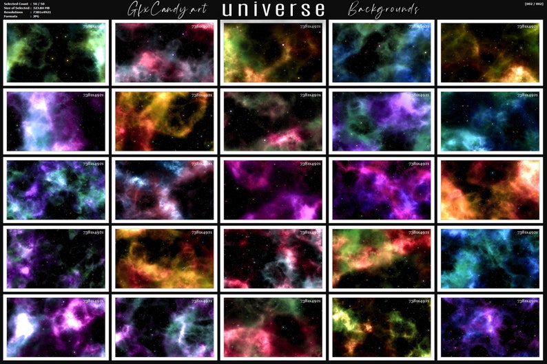 UNIVERSE, Digital Paper Background Pack, Set of 50 Designs of Deep ...
