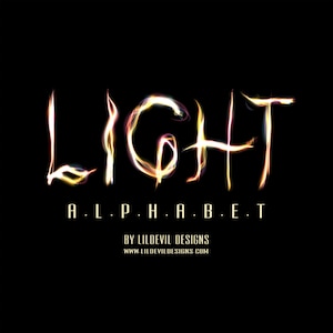 Magic Light Alphabet Overlays: Hand-Drawn PNG Photoshop Letters (Digital Download)