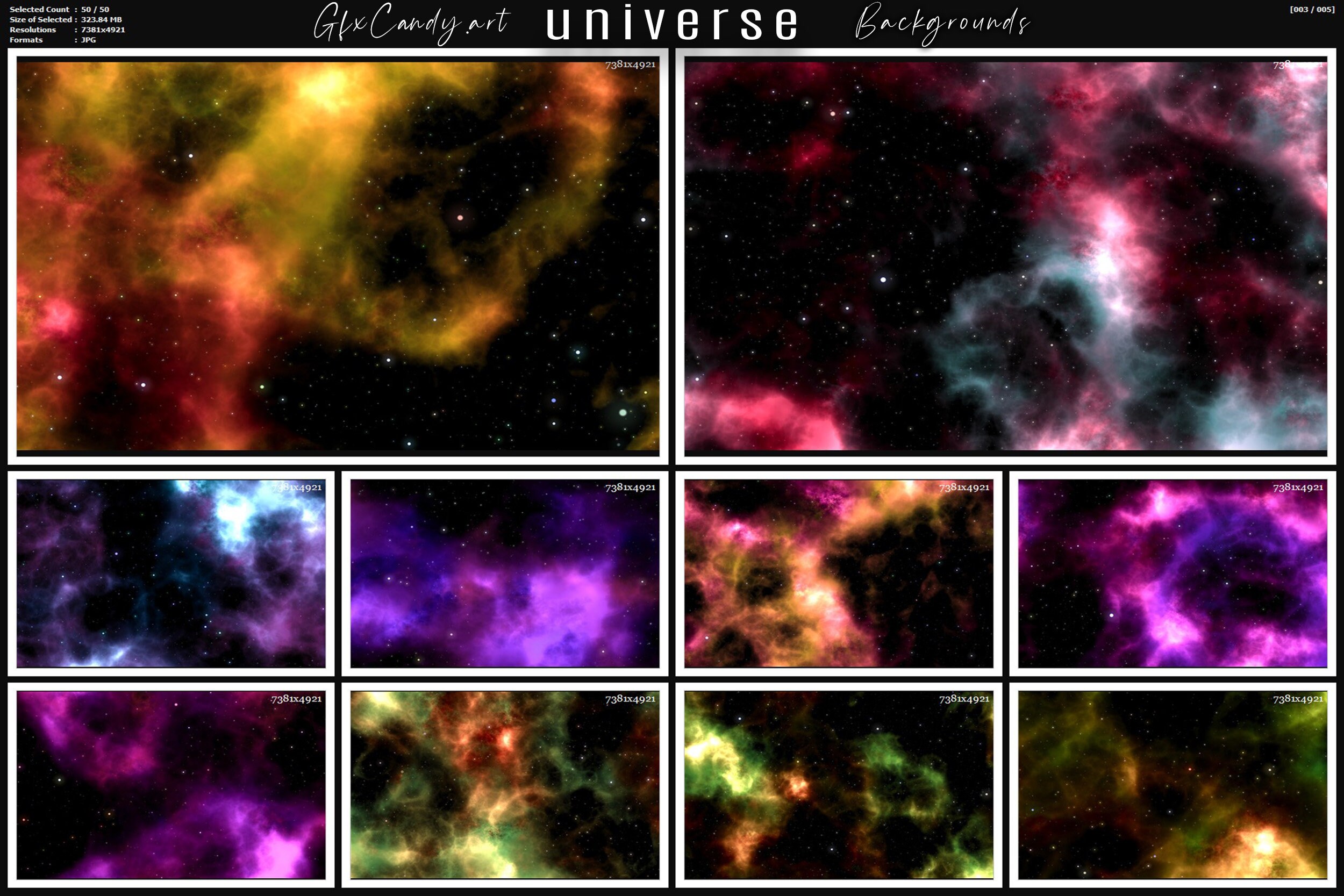 UNIVERSE, Digital Paper Background Pack, Set of 50 Designs of Deep ...