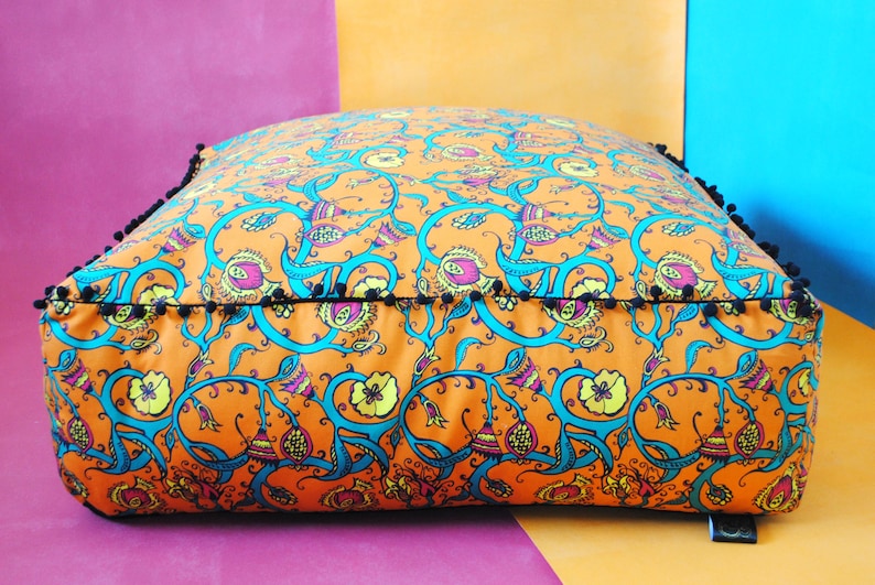 Small Moroccan Pouffe Bean Bag Seat Cushion Pouffe Pom Etsy