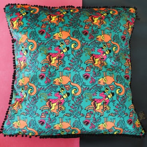 The fox and huntsman , country interiors, country living, fox, horse, countryside, velvet cushion, designer, luxury cushion, quirky, UK